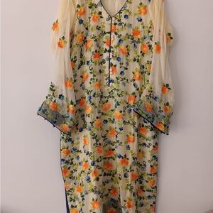 Floral Embroidered Sheer Dress